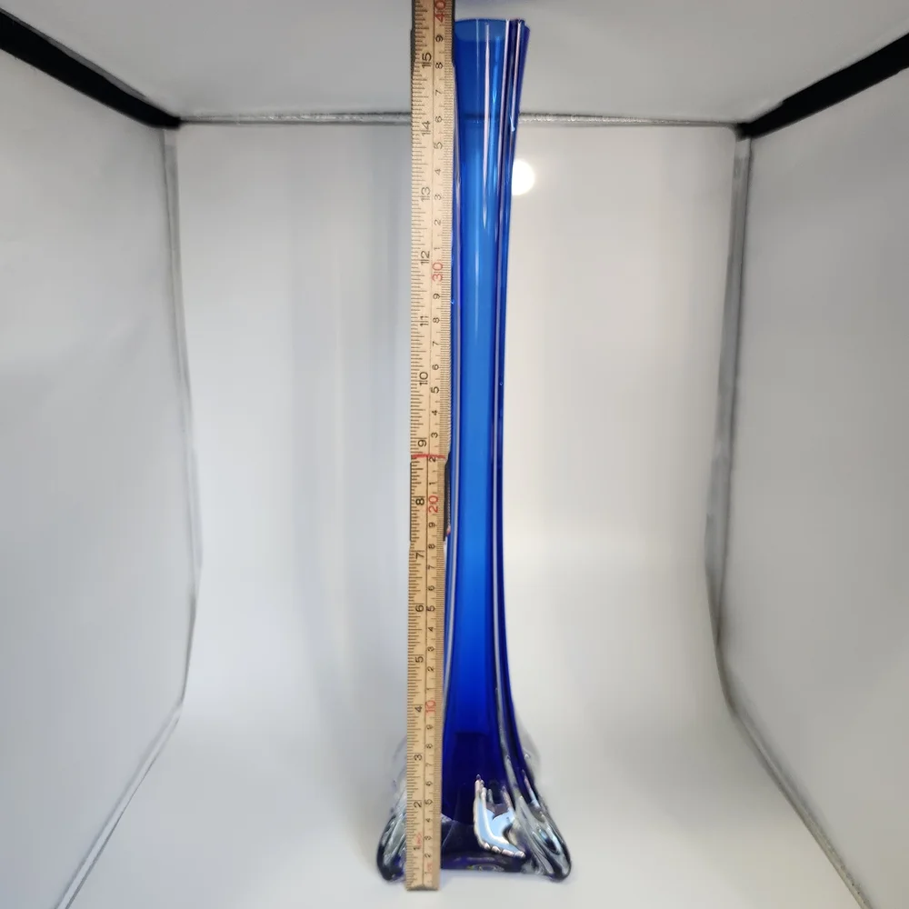 Vintage Cobalt Blue Eiffle Tower Glass Vase